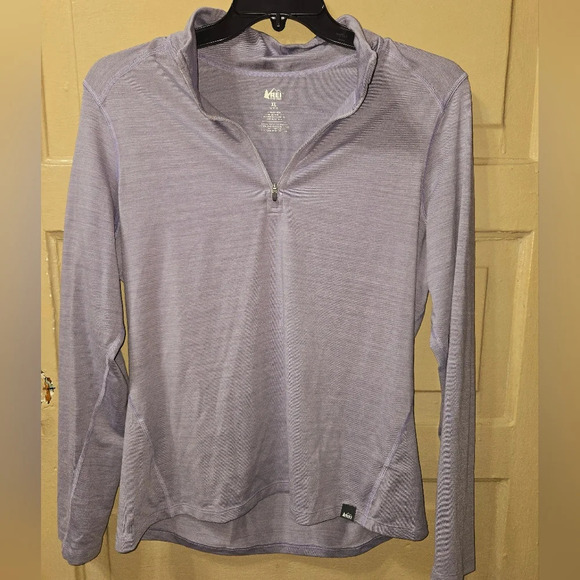 REI CO-OP Long Sleeve 1/3 Zip Light Purple Base Thin Layer Hiking Running Top - Picture 3 of 5
